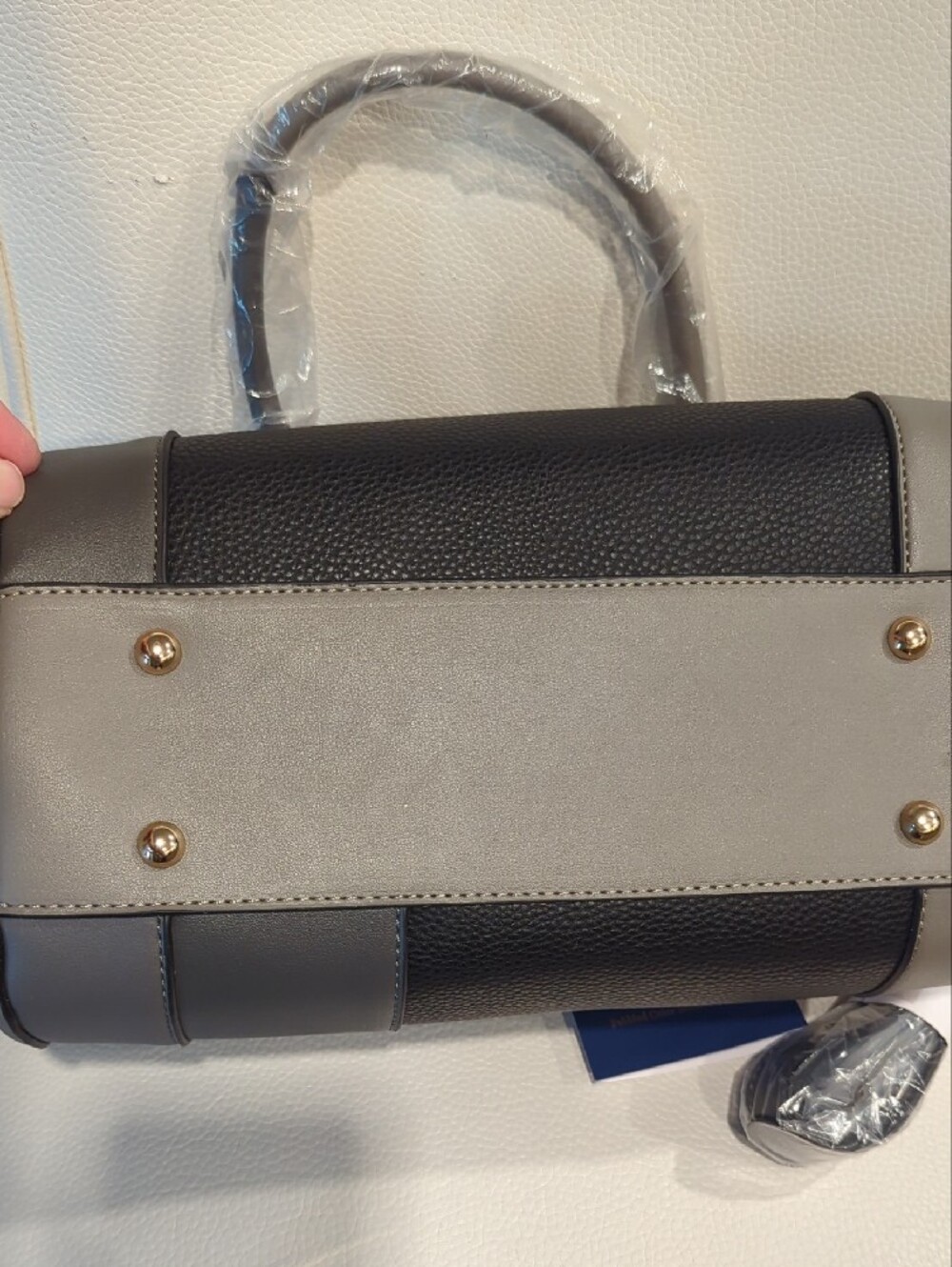 Adrienne Vittadini Black and Gray Panel Satchel/Crossbody - Picture 8 of 8